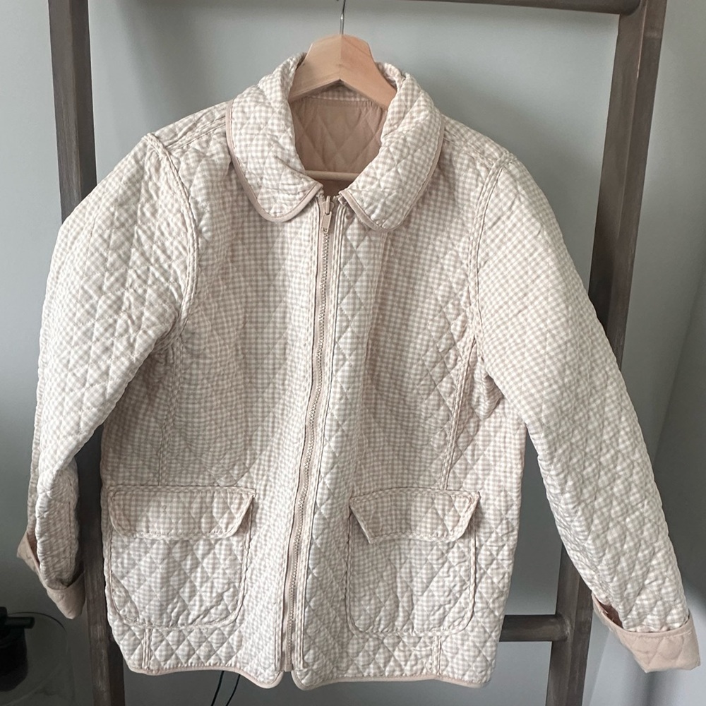 Vintage Blassport Reversible Gingham Cream Quilted Jacket